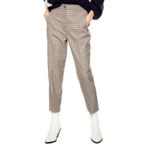 Topshop Bonded Checked Cropped Pants